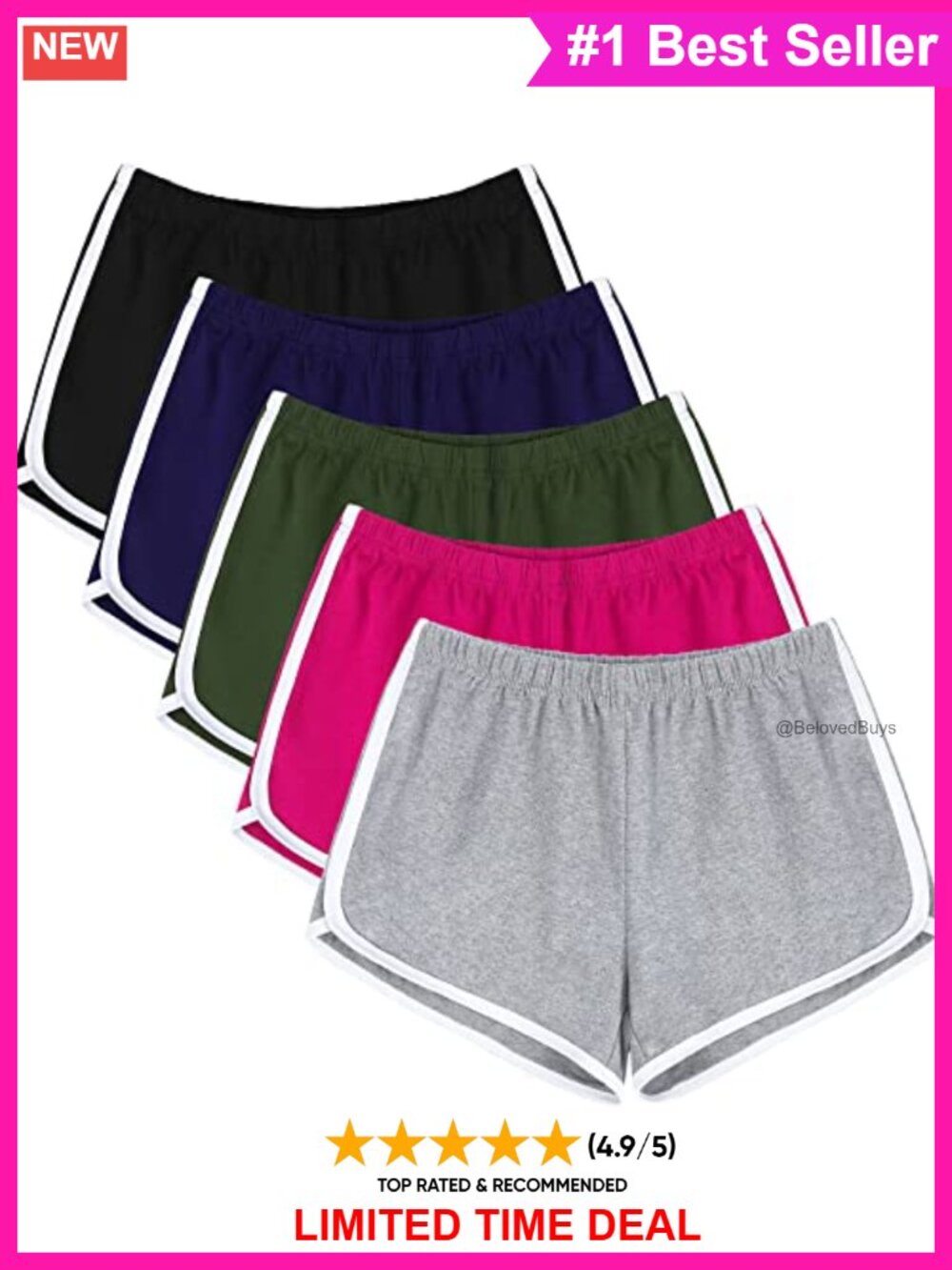 5 Pack Cotton Dolphin Shorts Womens Lounge Athletic Gym Yoga Running